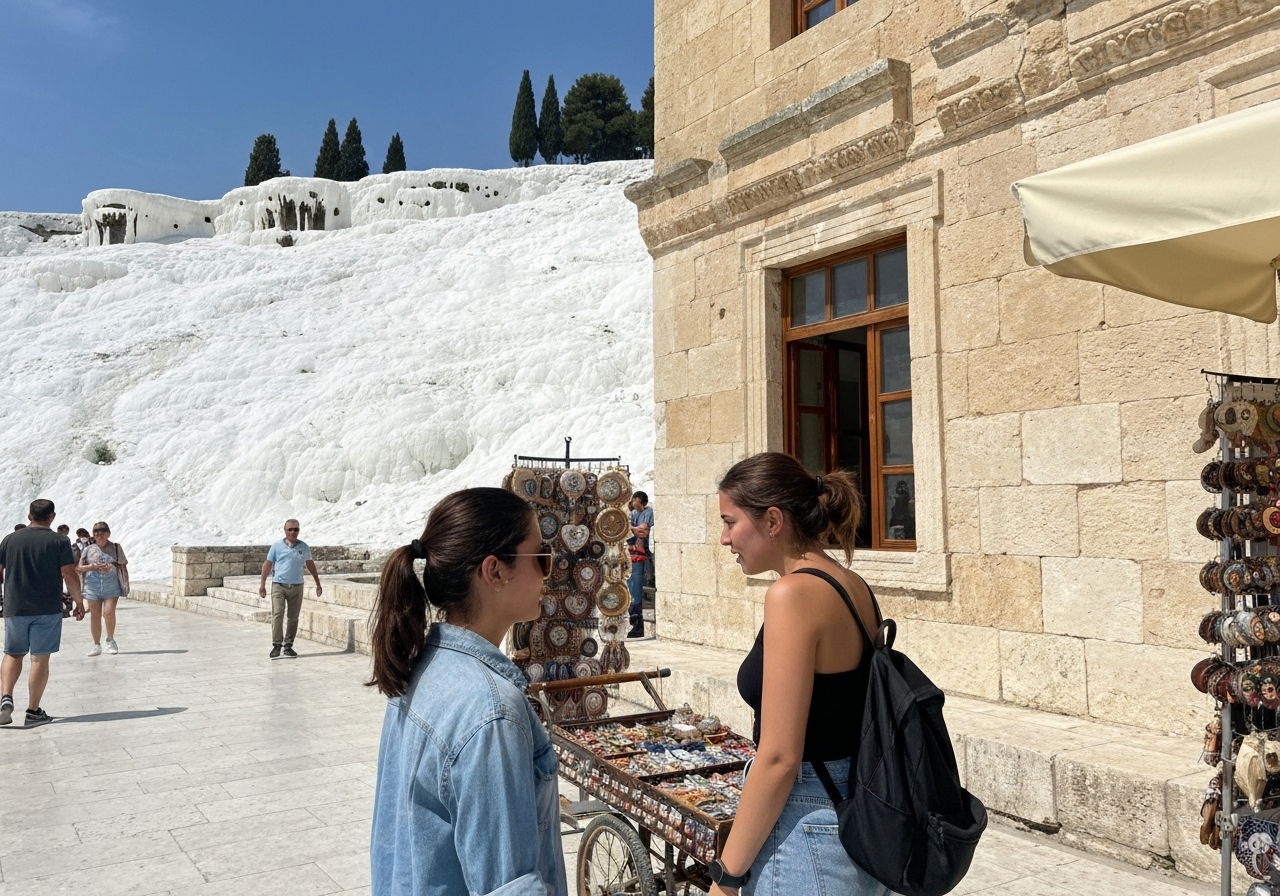 Spontaneous smartphone photo of daily life in Pamukkale, Turkey, authentic and unposed